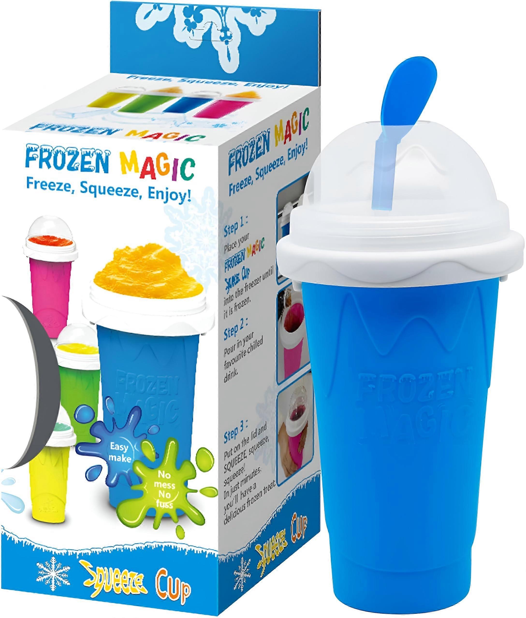 Slushy Maker Cup Blue with Straw and Lid for Instant Freeze Drinks Cola Juice Smoothies Parties