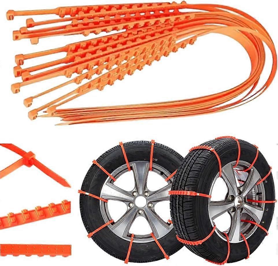 10PCS Universal Fit Snow Tire Chains with Enhanced Cleat Grip for Winter and Emergency Use