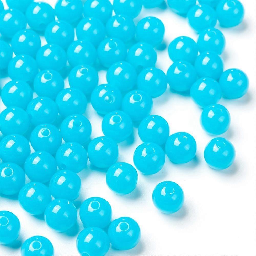 Fluorescent Acrylic Beads Round Dodger Blue 8mm Hole: 1.5mm