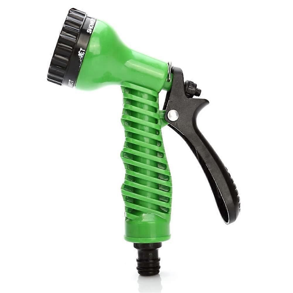 Garden Hose Nozzle with 7 Spray Patterns, Adjustable Water Flow, Easy Grip Handle, Green