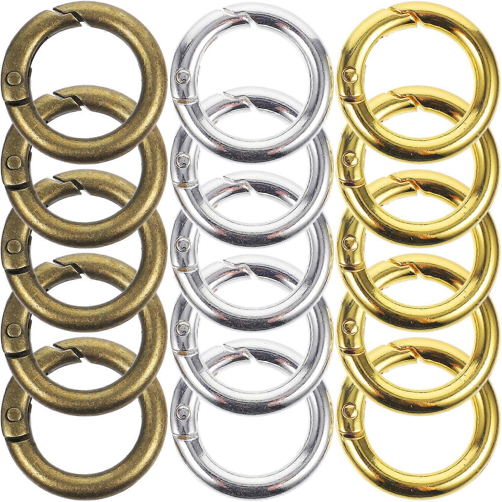 Assorted Color Spring O-Rings Key Rings for Garment 15Pcs Pack