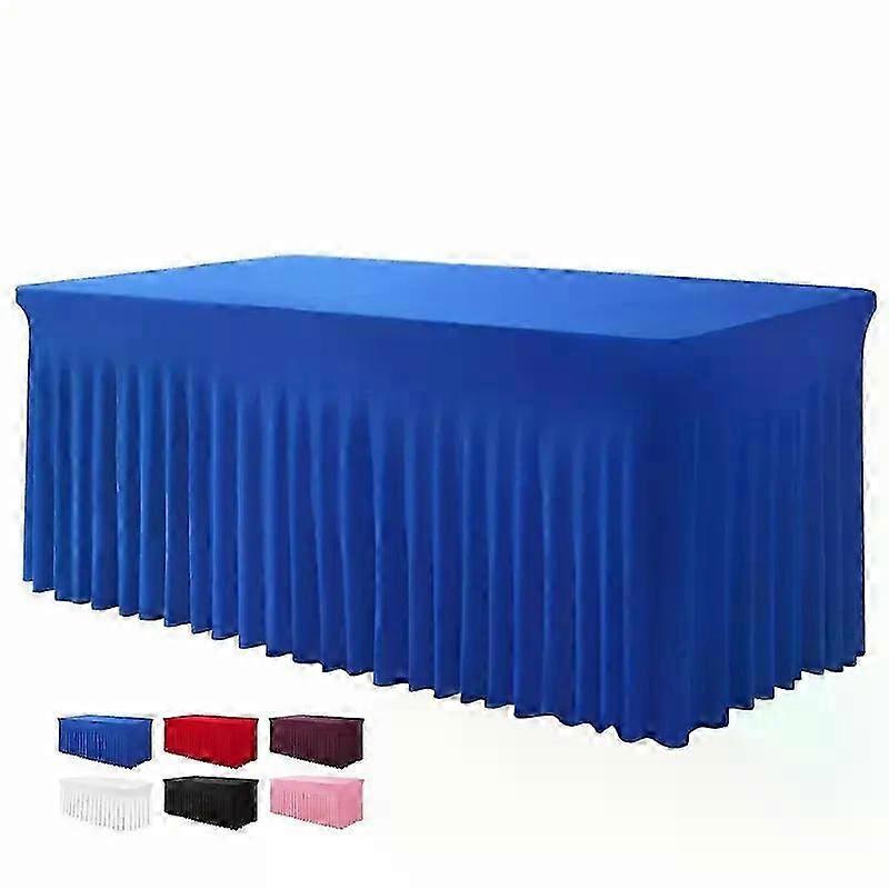 6ft, Rectangle Table Skirts, Polyester Fitted Table Covers, Black Table Cloth For 6 Ft Table With Skirt,Spandex Table Cover electronics 25-2