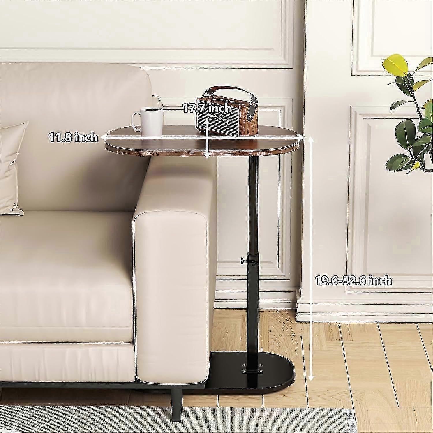 C Table End Table Adjustable Height, 360Swivel C Shaped End Table for Couch, Couch Tables