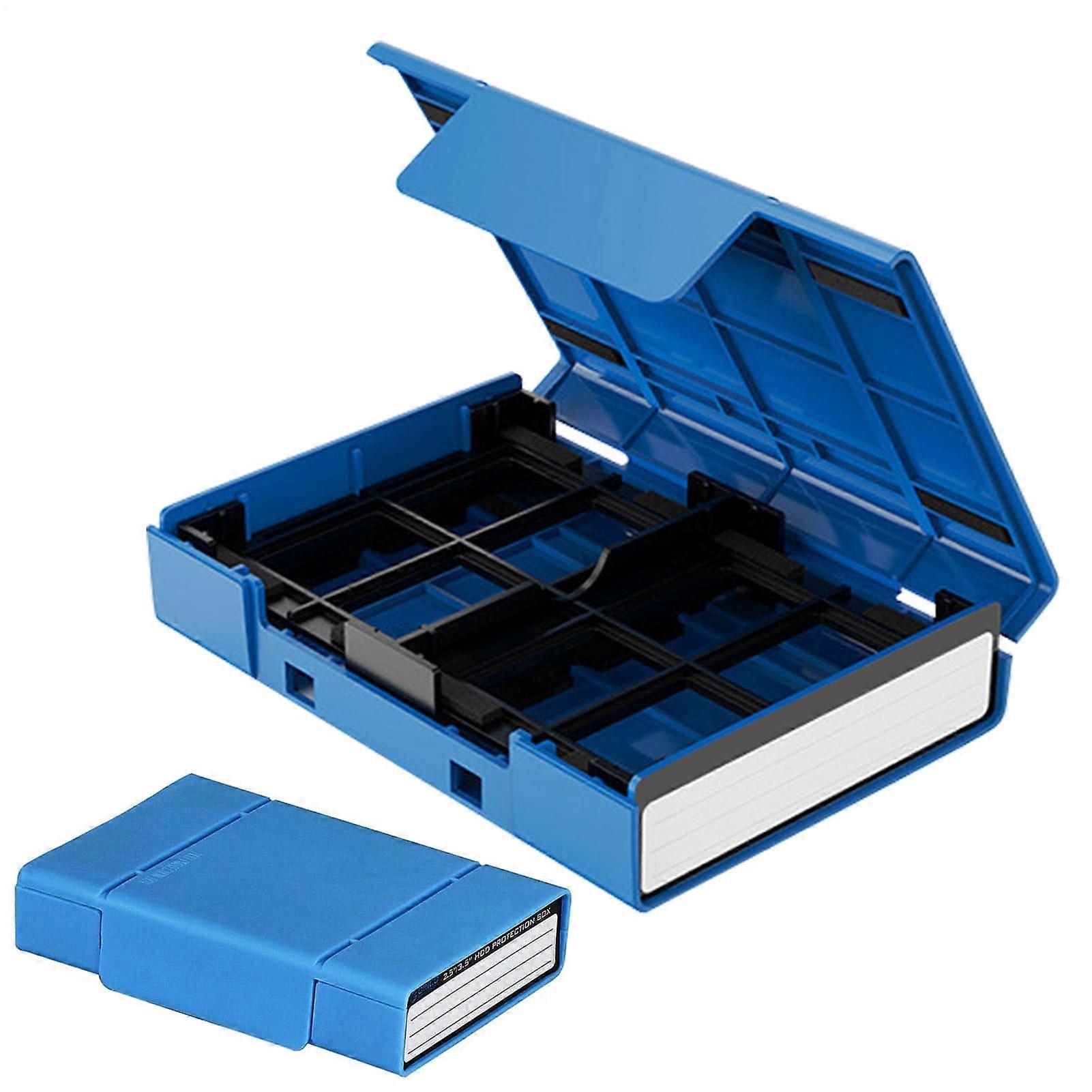 Hard Drive Case with ShockAbsorbing Pads, Dustproof MultiBay Organizer and Stand, Blue