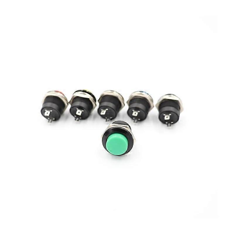 6 Pcs Green Round Cap Momentary Push Button Switch AC 6A 125V 3A 250V R13507