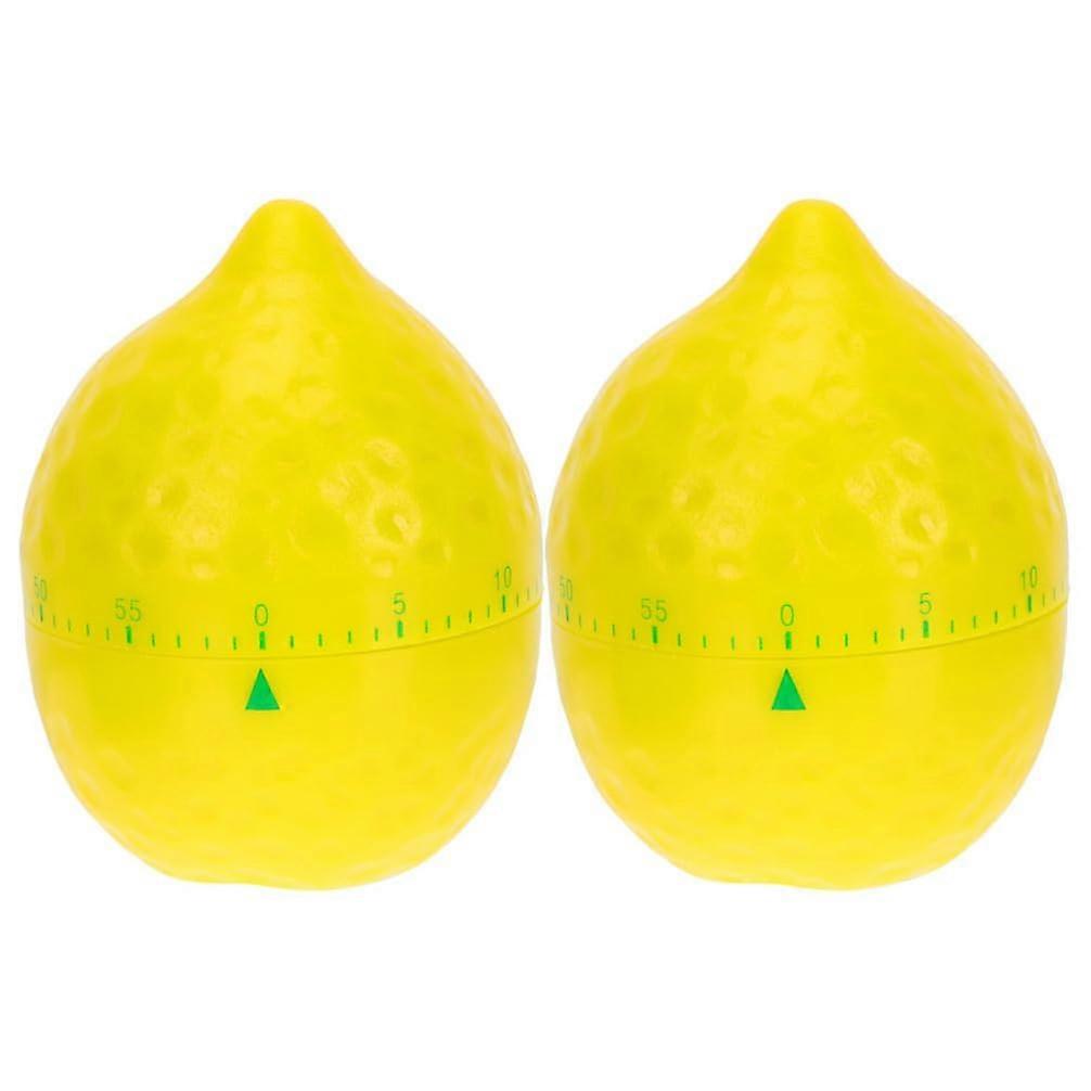2pcs Mechanical Kitchen Timer Lemon Shape Countdown for Cooking Baking Burn Prevention