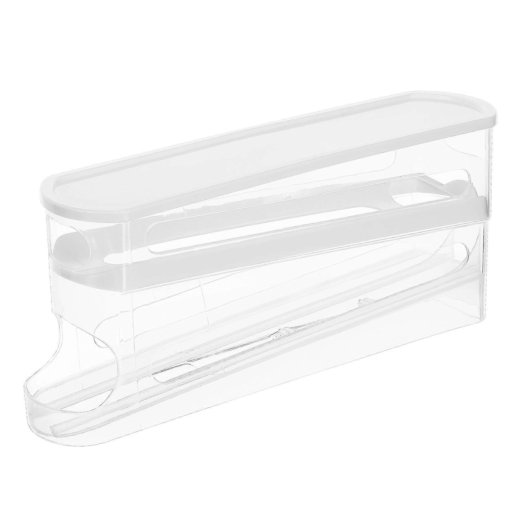 Automatic Rolling Egg Holder for Refrigerator with Clear Tiered SpaceSaving Storage Organizer
