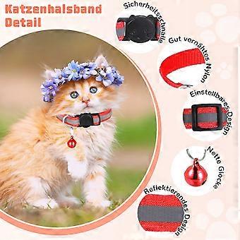 12-delige reflecterende kattenhalsband met bel voor veilige en stijlvolle buitenavonturen, verstelbare lengte