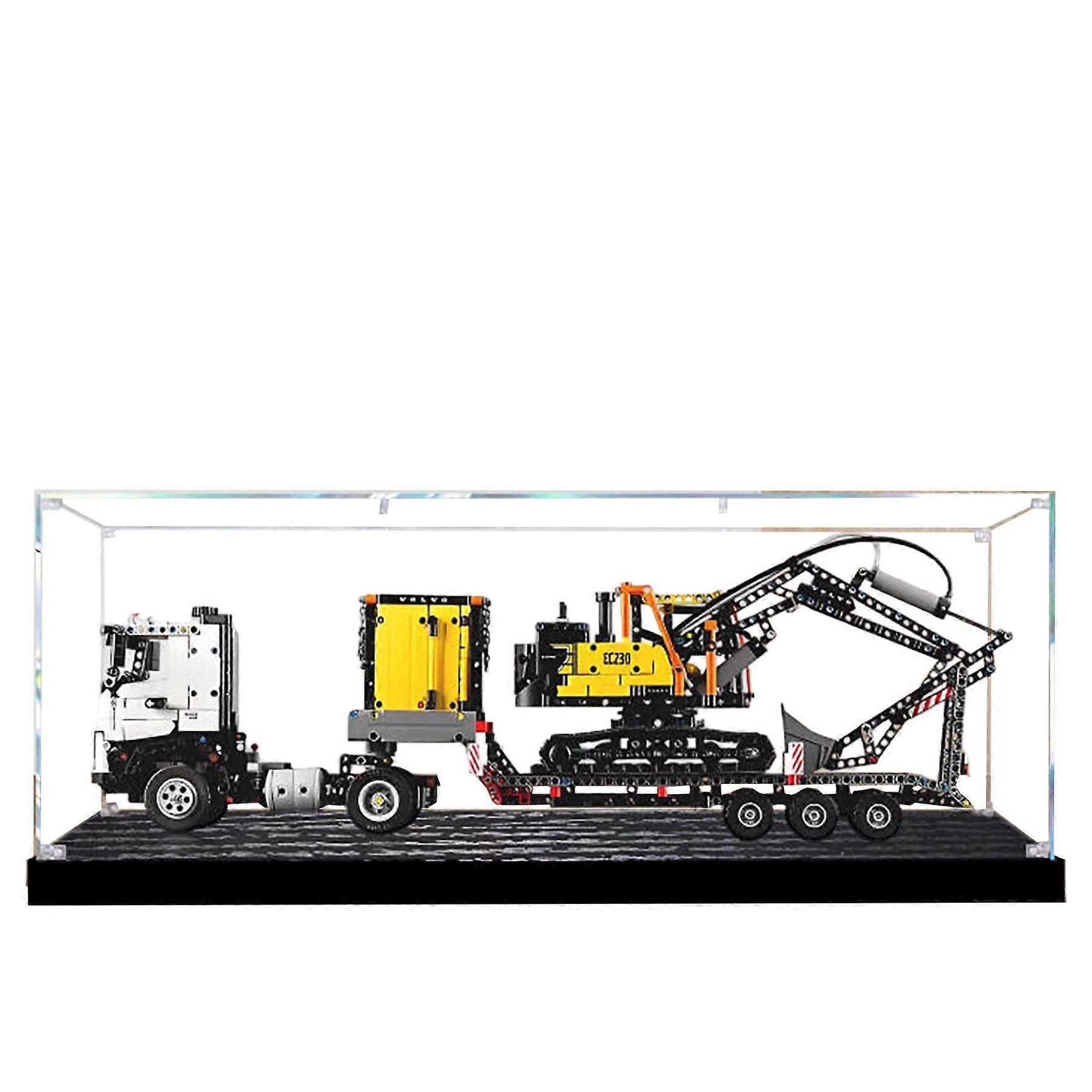 Acrylic Display Case for  42175 Technic Trucks and Excavators, Dustproof Clear Box with Black Base