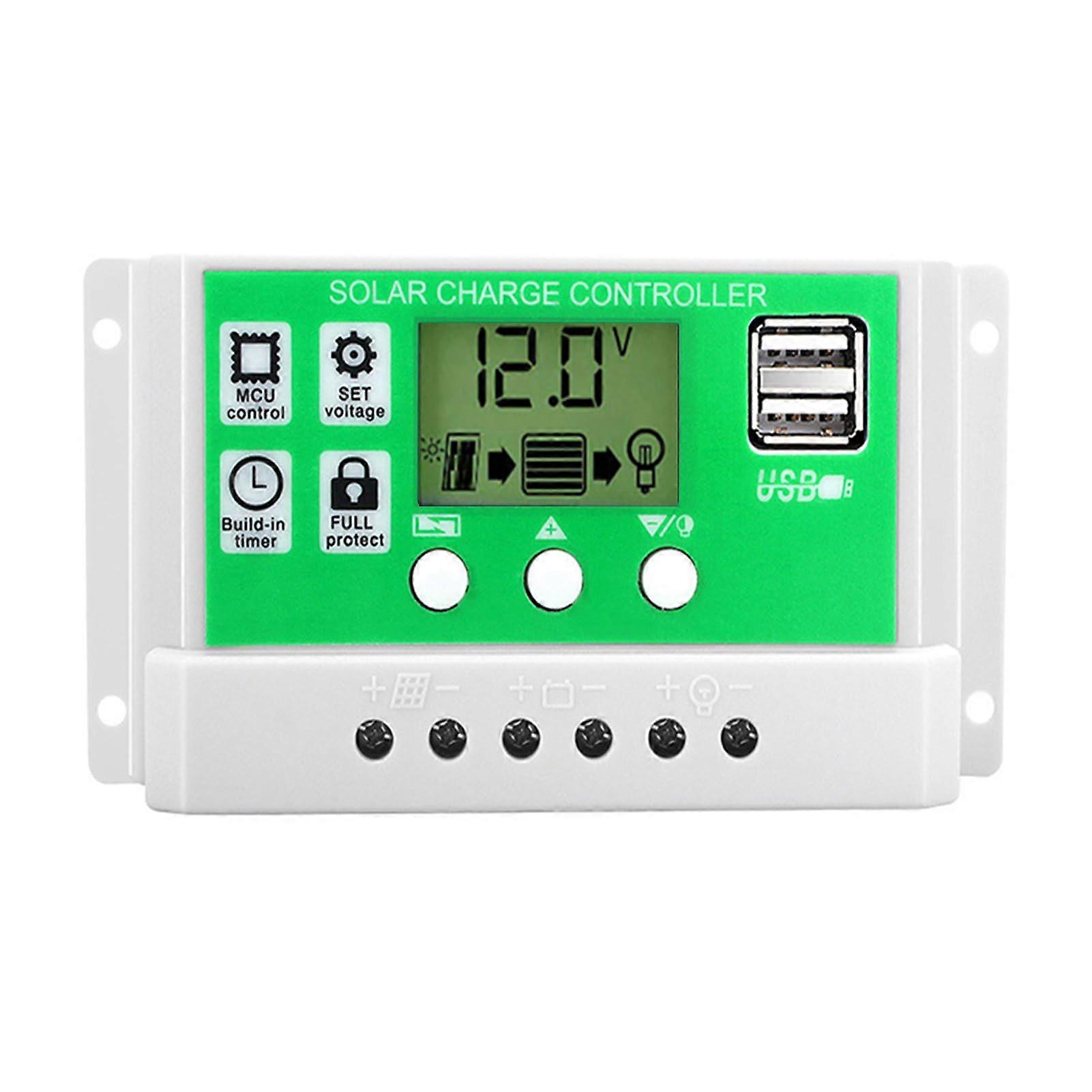 40A PWM Solar Charge Controller 12V 24V Auto Voltage Detection Dual USB Fast Charging LCD Display