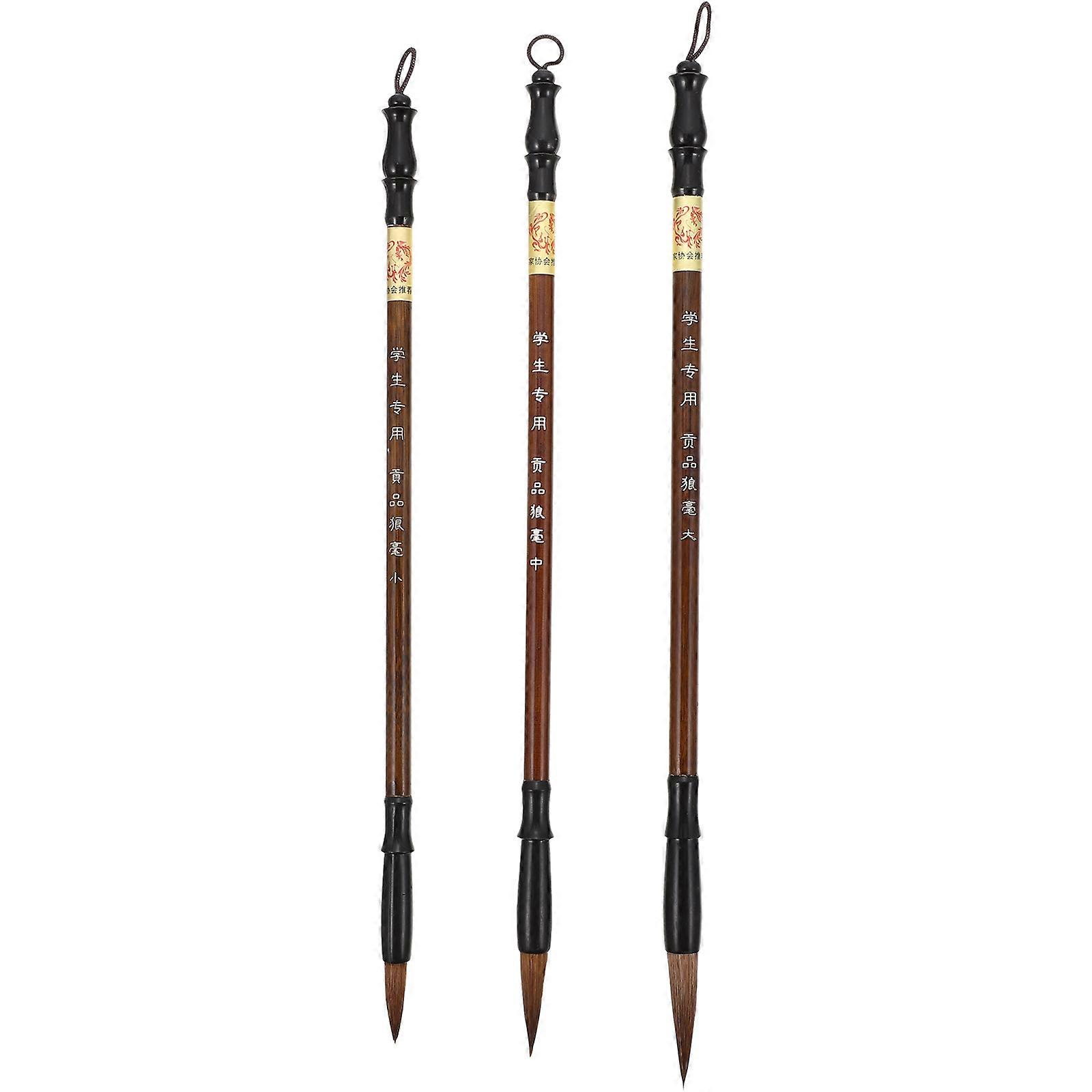 Calligraphy Pens For Beginners Smooth Writing Brush Pen Ink Absorption 3Pcs Round Shape
