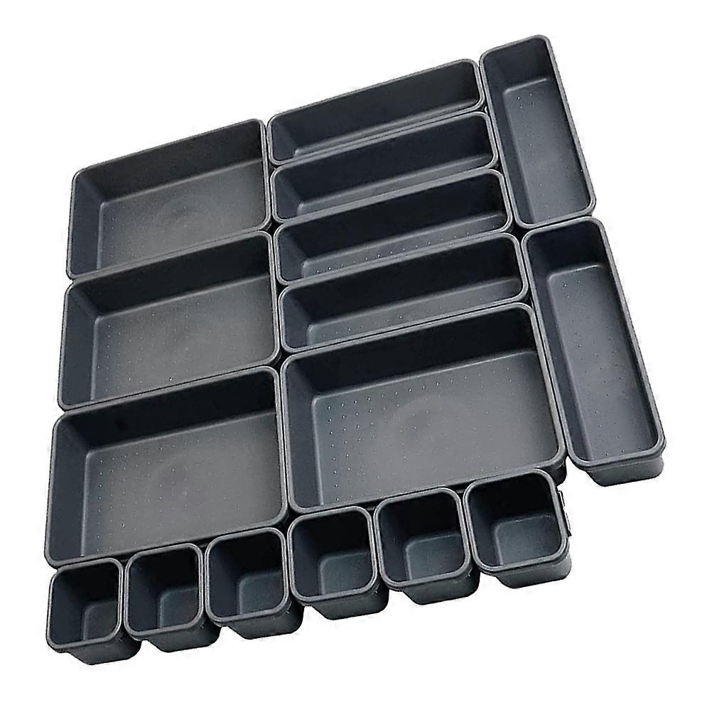 Cosmetics Storage Multi-functional Storage Box Grey Simple Design Bathroom Kitchen Organization 2 Sets