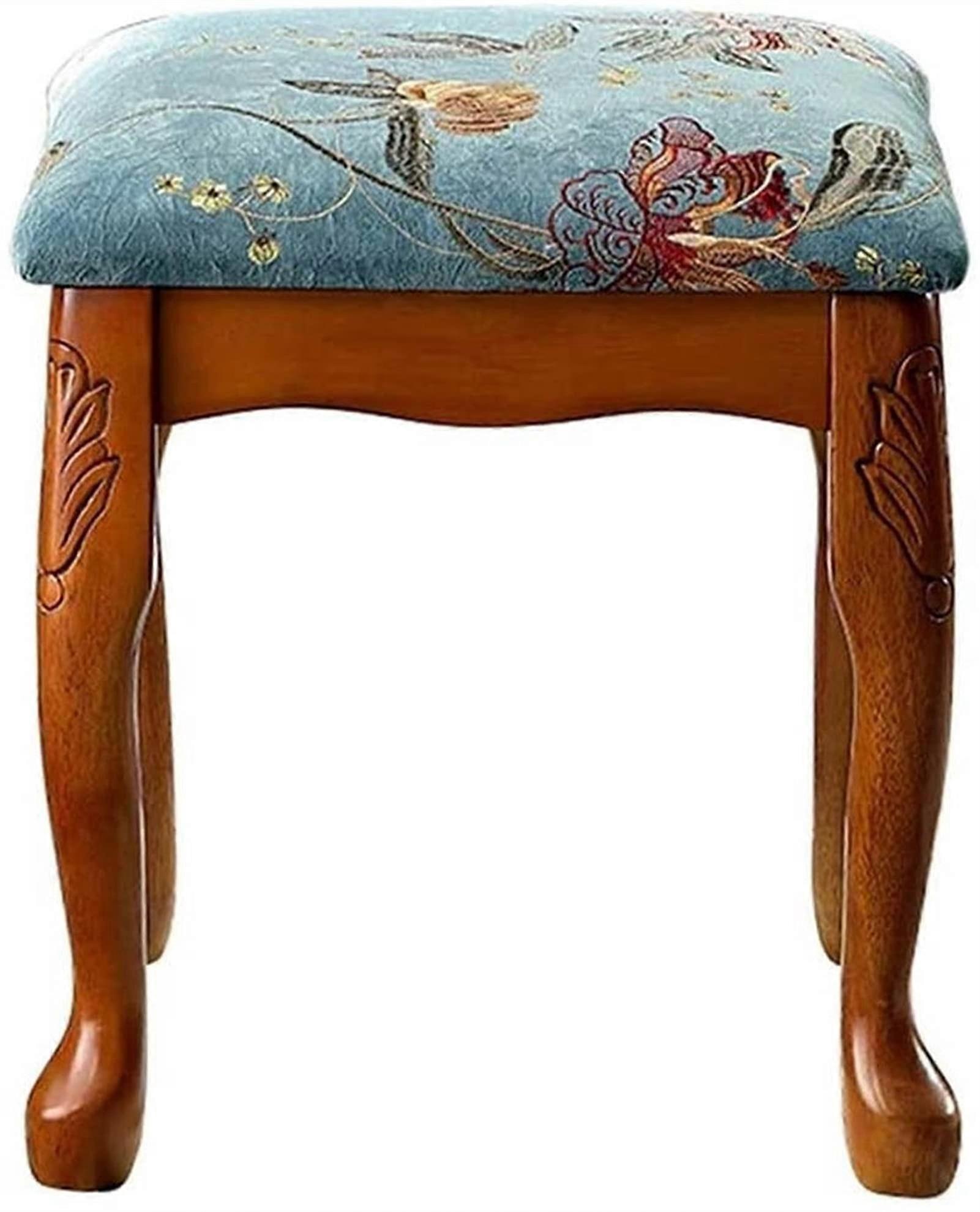 Piano Bench with Cushioned Seat, Solid Wood Keyboard Bench, Vanity Stool