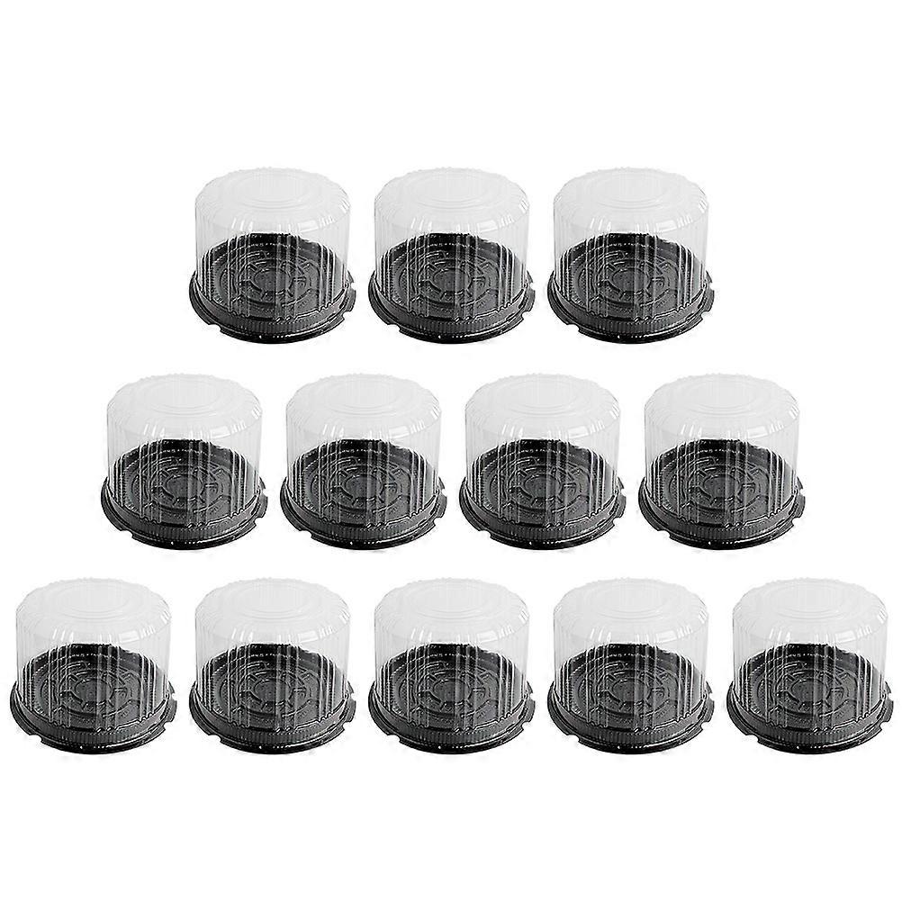 1 Set Bakery Round Shape Plastic Cake Boxes Cheese Mousse Packing Boxes (Black)