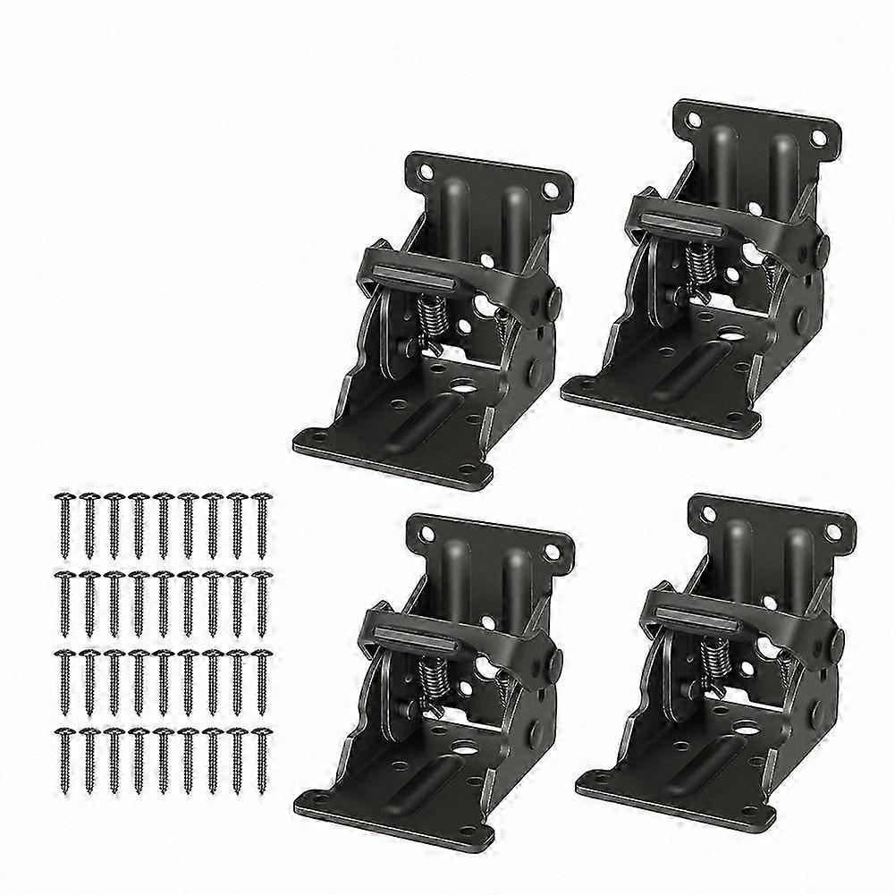 4-Pack Adjustable Bed Brackets with Locking Hinges and Screws for Leg Support
