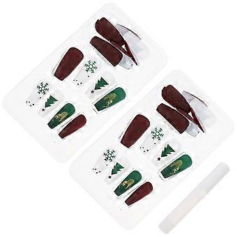 Press on Nail Fake Nail for Christmas with Glue 48Pcs Assorted Color
