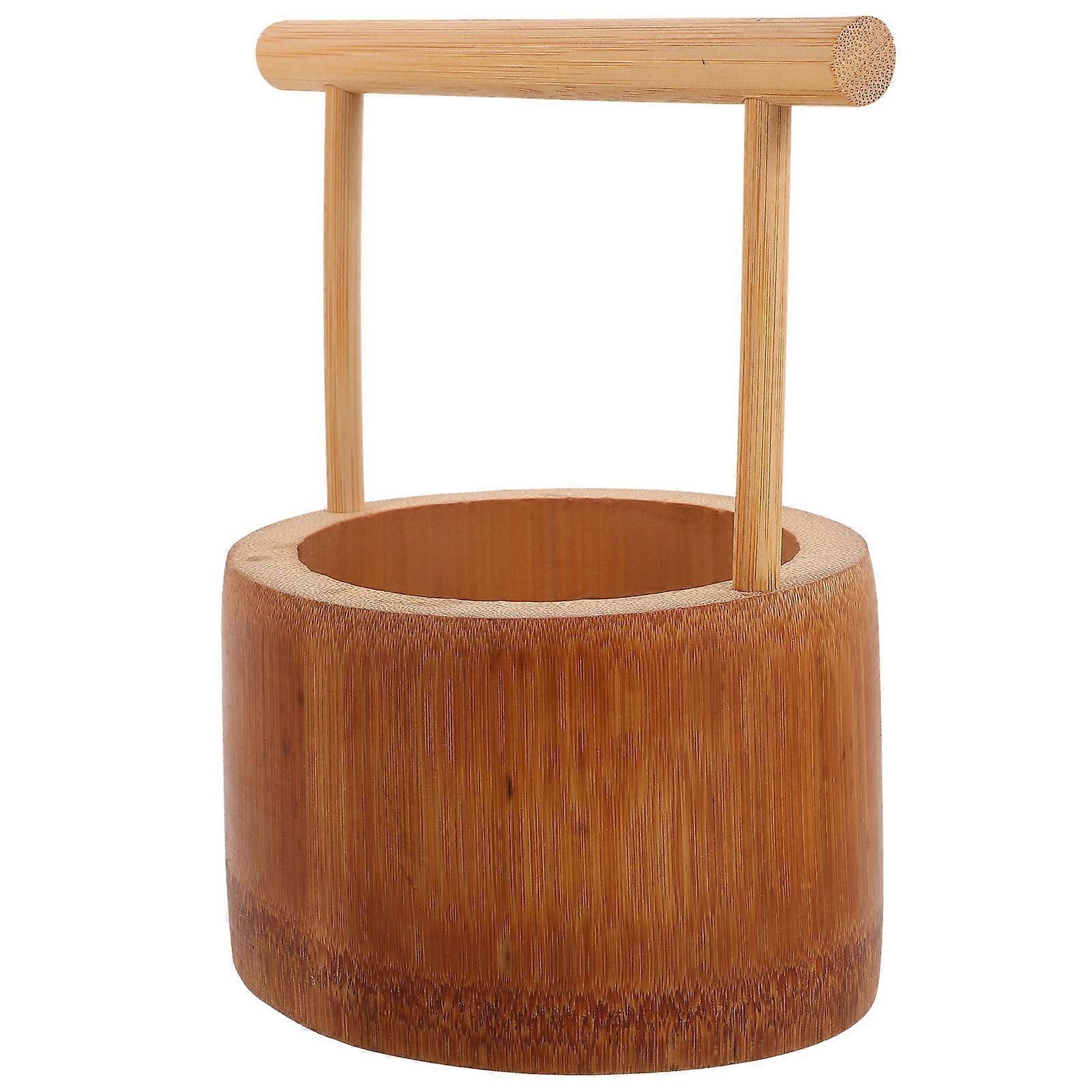 Handheld Bamboo Bucket for Tea Holder Storage Container