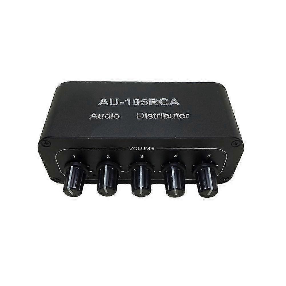 Stereo Audio Mixer 1 Input 5 Output Multi-Channel Audio Source Distributor RCA Interface compatible with Amplif
