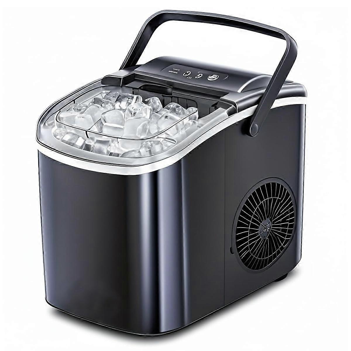 Portable Ice Maker, 26 Lb Maximum Output, Black window allows viewing ice-making process