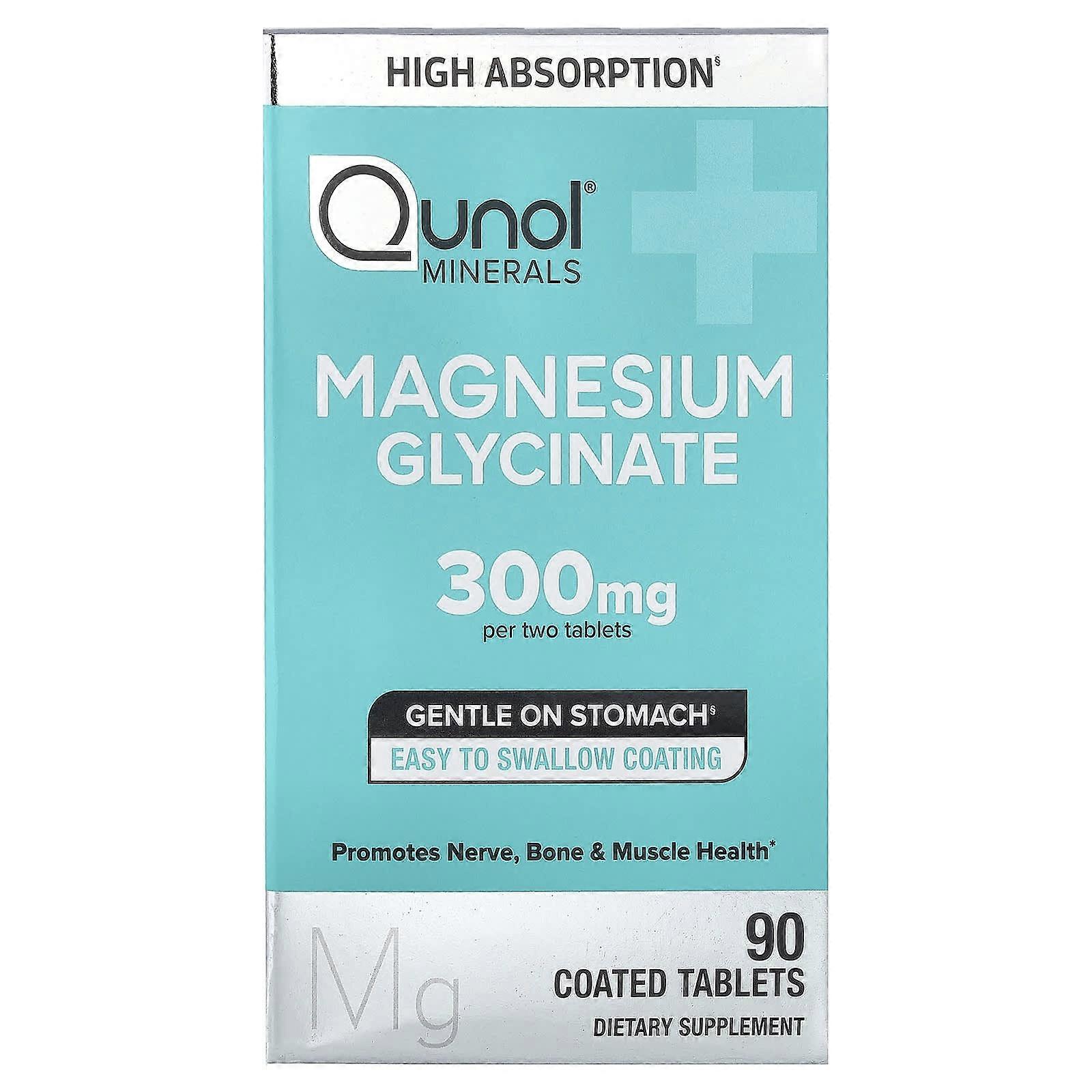 Qunol, Magnesium Glycinate, 90 Coated Tablets (150 mg per Tablet)