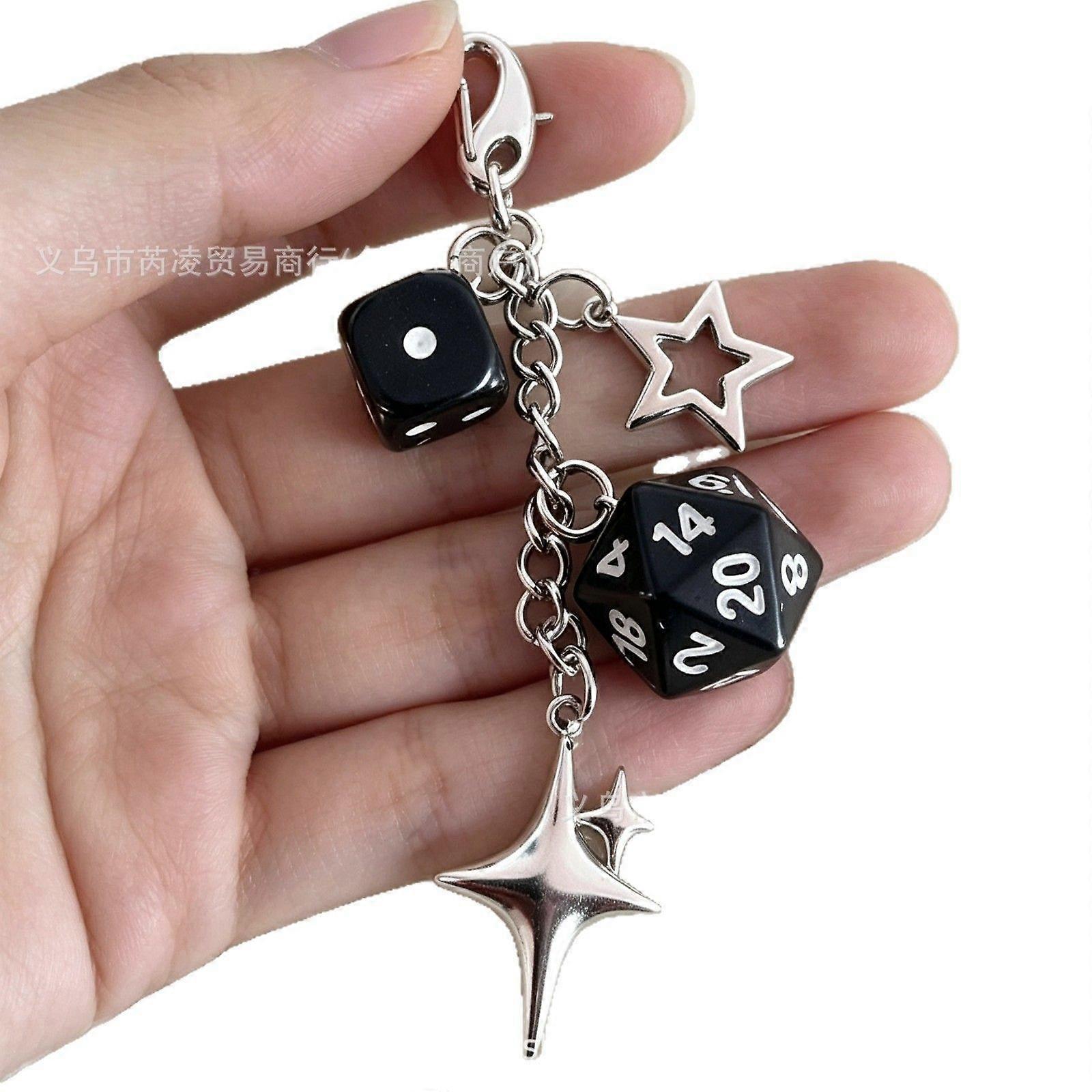dice five pointed star keychain