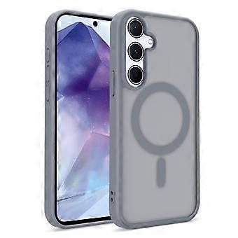 For Samsung Galaxy A55 5G Magnetic Case Skin Touch TPU + PC 2.0mm Thickness Anti-drop Phone Cover - Grey