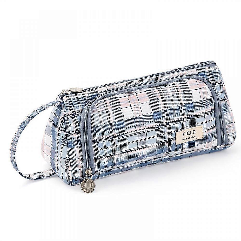 Veeki Simple Creative Pencil Case Canvas Multi-layer Large Capacity Stationery Bag #4