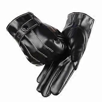 Hommes Mode Hiver Faux Cuir Moto Full Doigt Écran Tactile Gants chauds Qinhai