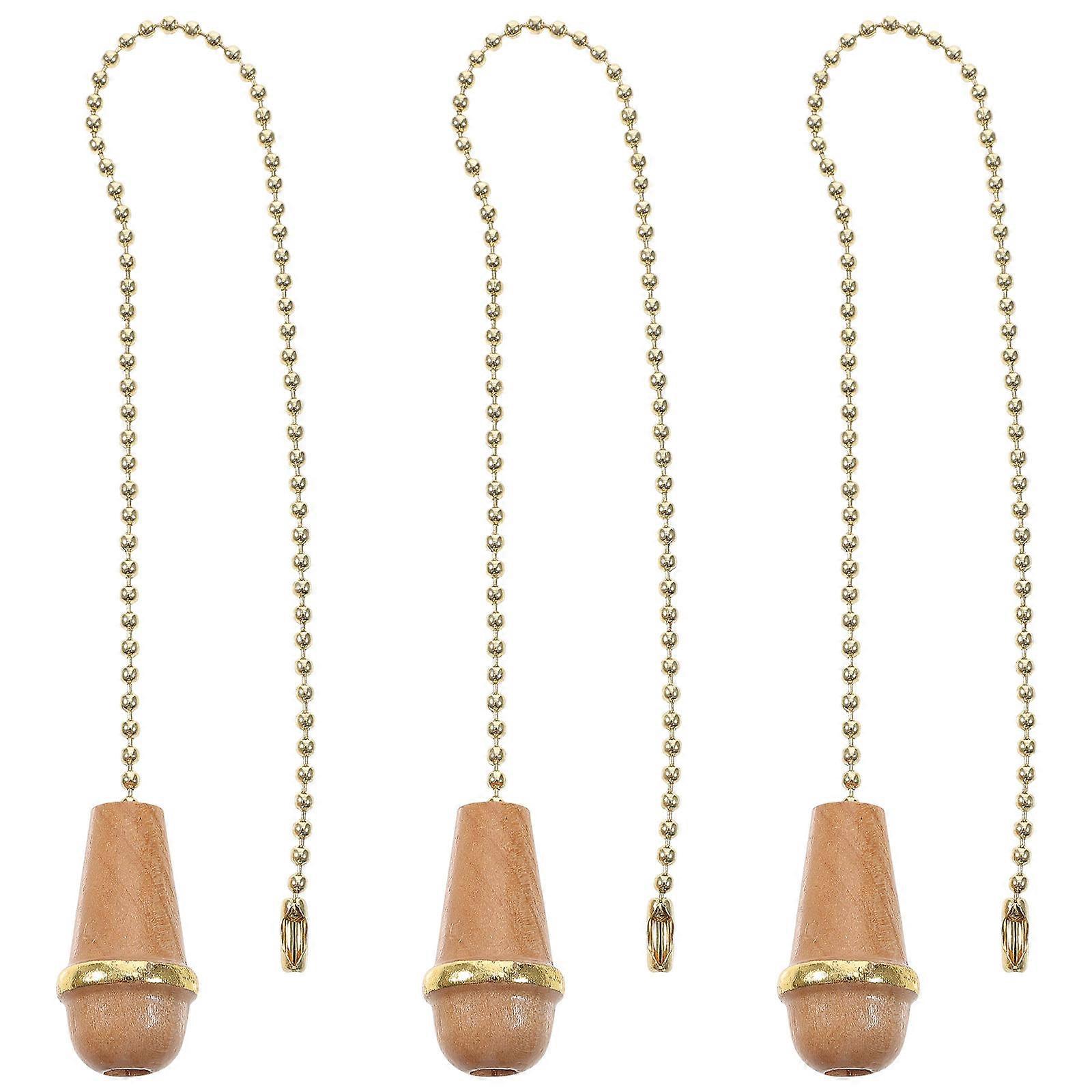 3pcs Ceiling Light Pull Chain Portable Pull Chains Light Pull Cord with Wooden Knob