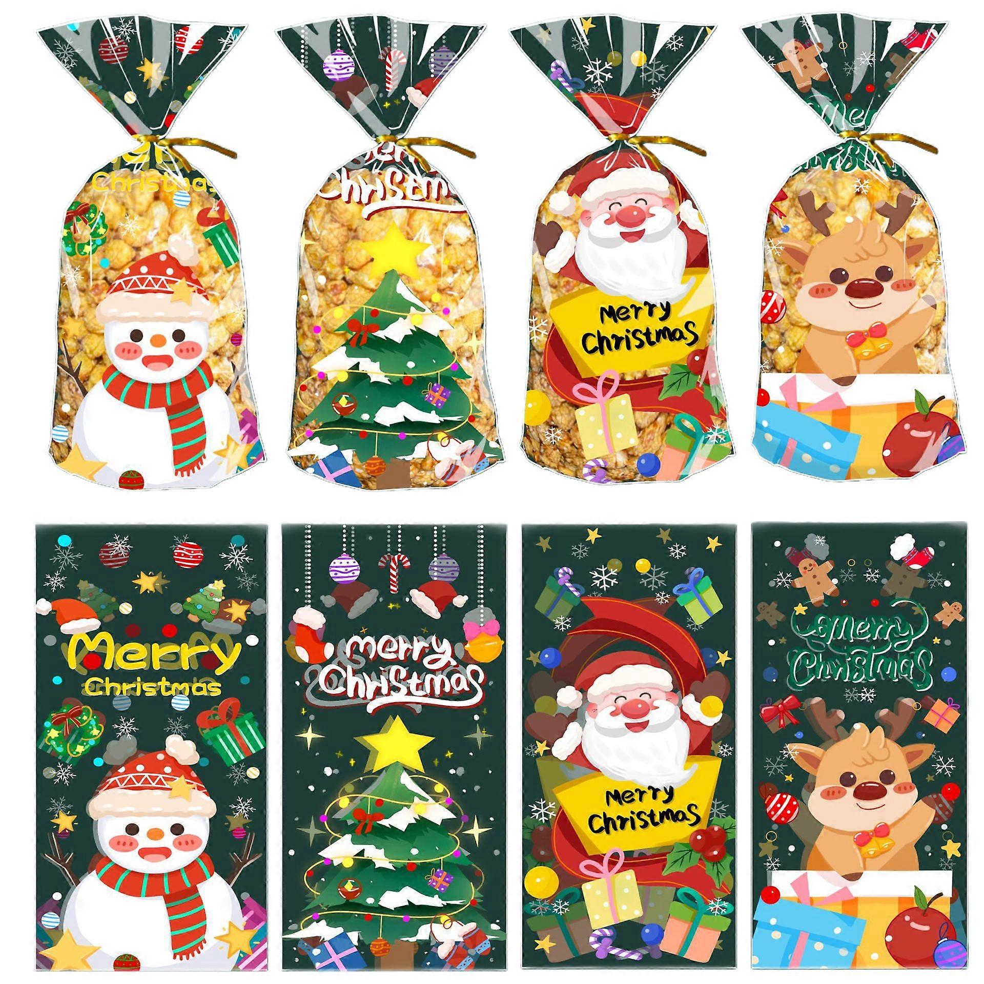 Christmas Clear OPP Gift Bag Candy Packaging 50 Pack