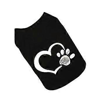 Hundekleidung Bequemes Haustierkostüm Herz Fußabdruck Muster Weste für Frühling Sommer Teddy Zubehör (Schwarz, Größe S)