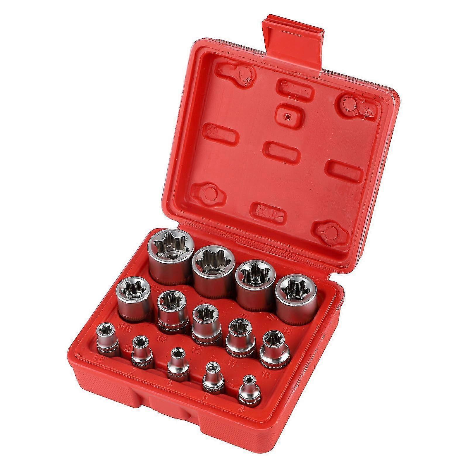 Torx Female Socket Box 1/4" 3/8" 1/2", Torx E Profile Socket E4, E5, E6, E7, E8, E10, E11, E12, E14, E16, E18, E20, E22, E24