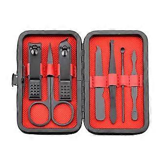 7 Piece Stainless Steel Manicure Set with Leather Case, Professional Nail and Eyebrow Grooming Kit
