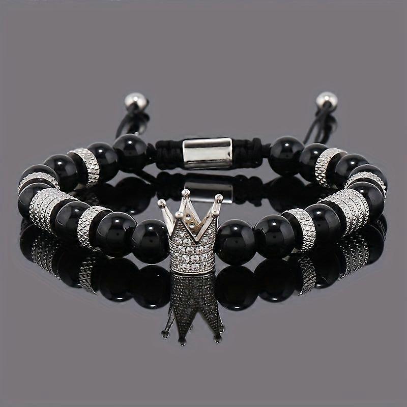 Stone Prism Bead Woven Bracelet Set for Men