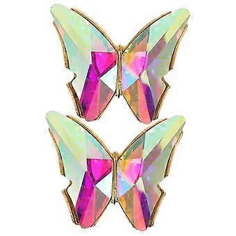 1Pair Crystal Butterfly Shoe Clips - Butterfly Patches Applique Hat Wedding Dress Shoes Clip Decoration for DIY High Heels Garment Accessories