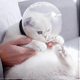 Verstellbarer Maulkorb für Katzen zur Fellpflege, transparente Kopfhaube mit Biss- und Leckschutz