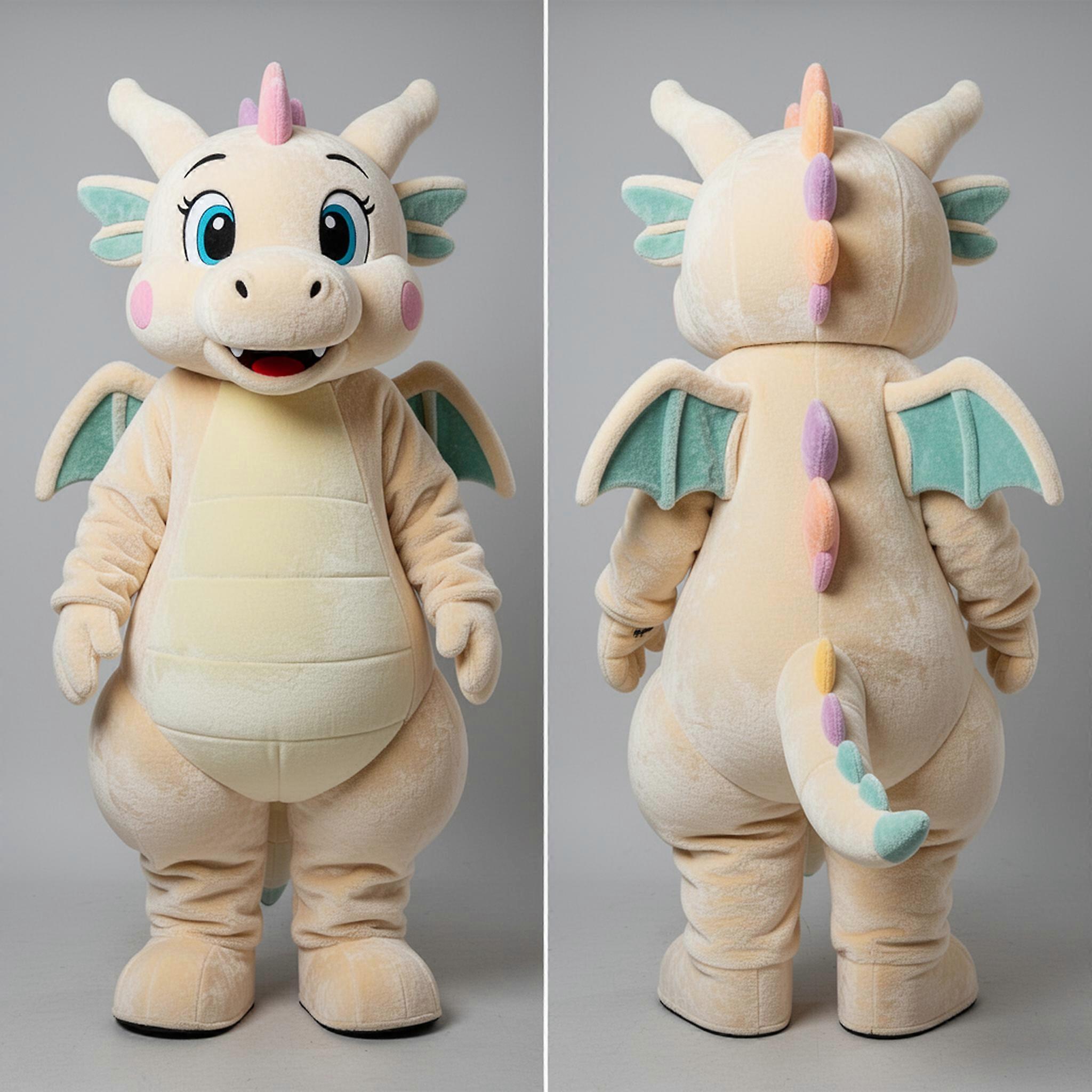 MASTICOT Cream Velvety Dragon Mascot