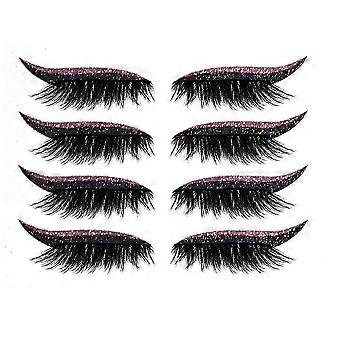 Pink Reusable Eyeliner Stickers with Self-Adhesive False Lashes, Waterproof Halloween Cosplay Set - 7 Liner Color Options