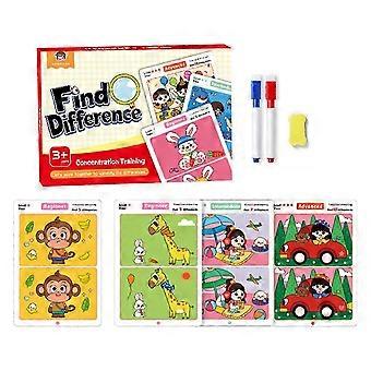 Focus Training Activity Cards Early Educational Game for Ages 36 Erasable Spot the Difference Cards for Kids