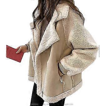 Women's Fleece Coat Casual Comfortable Short Lambswool Biker Jacket Faux Fur Coat