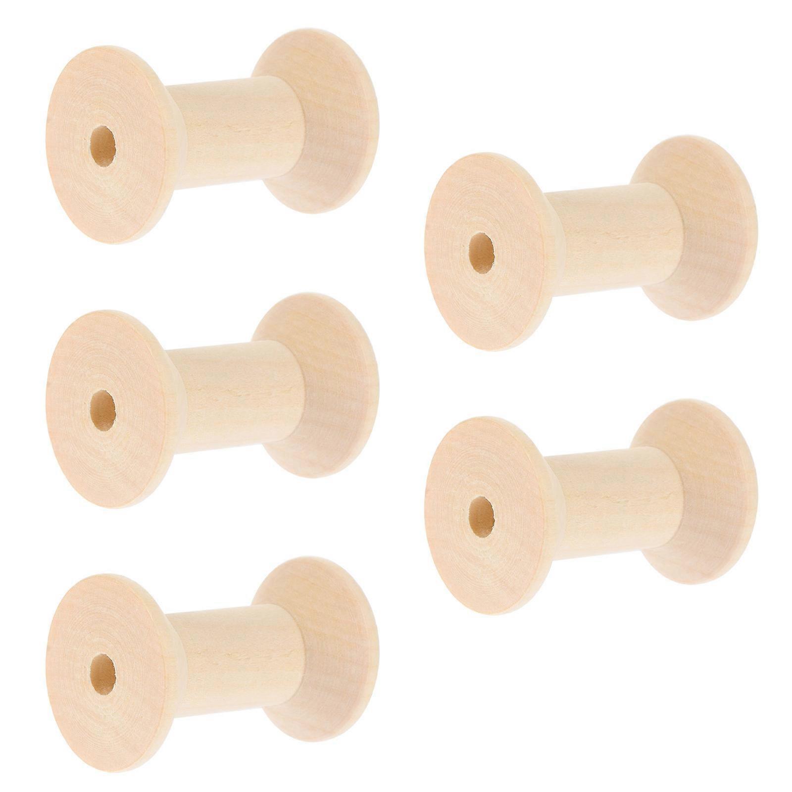 Sewing Thread Spools for Craft Projects 5Pcs Natural Wood Spools