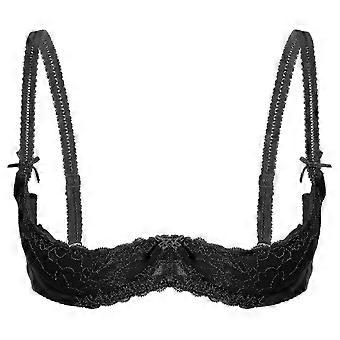 Womens 1/2 Cup Push Up Underwire Lace Bra Lingerie Open Breast Cup Bra Tops Adjustable Strap Sponge Padded Brassiere Underwear-YH
