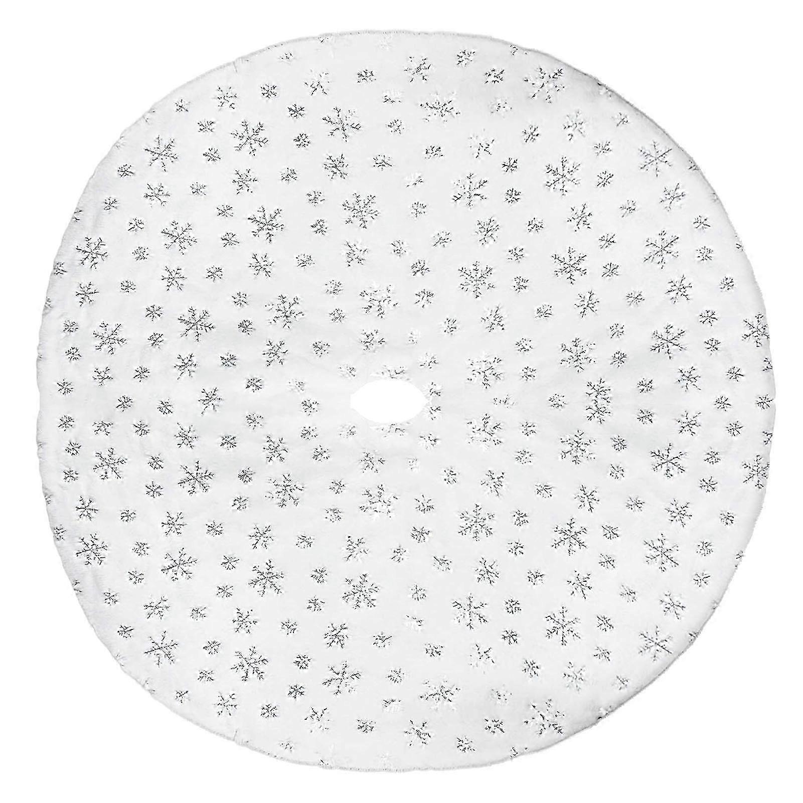 Plush White Tree Skirt Snowflake