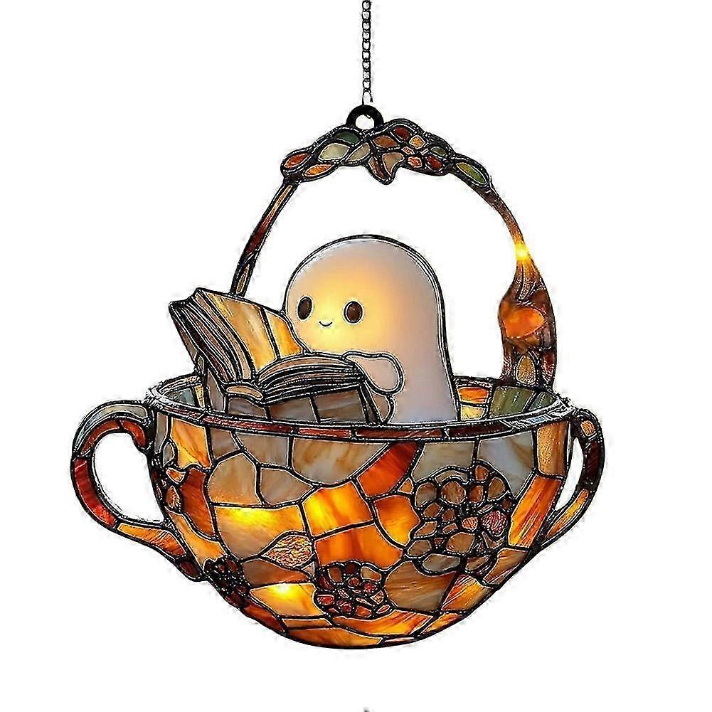 Cute Ghost Book Reader Acrylic Ornament
