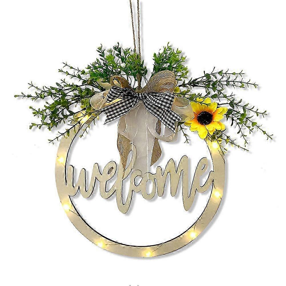 Solid Wood Welcome Wreath 30cm LED