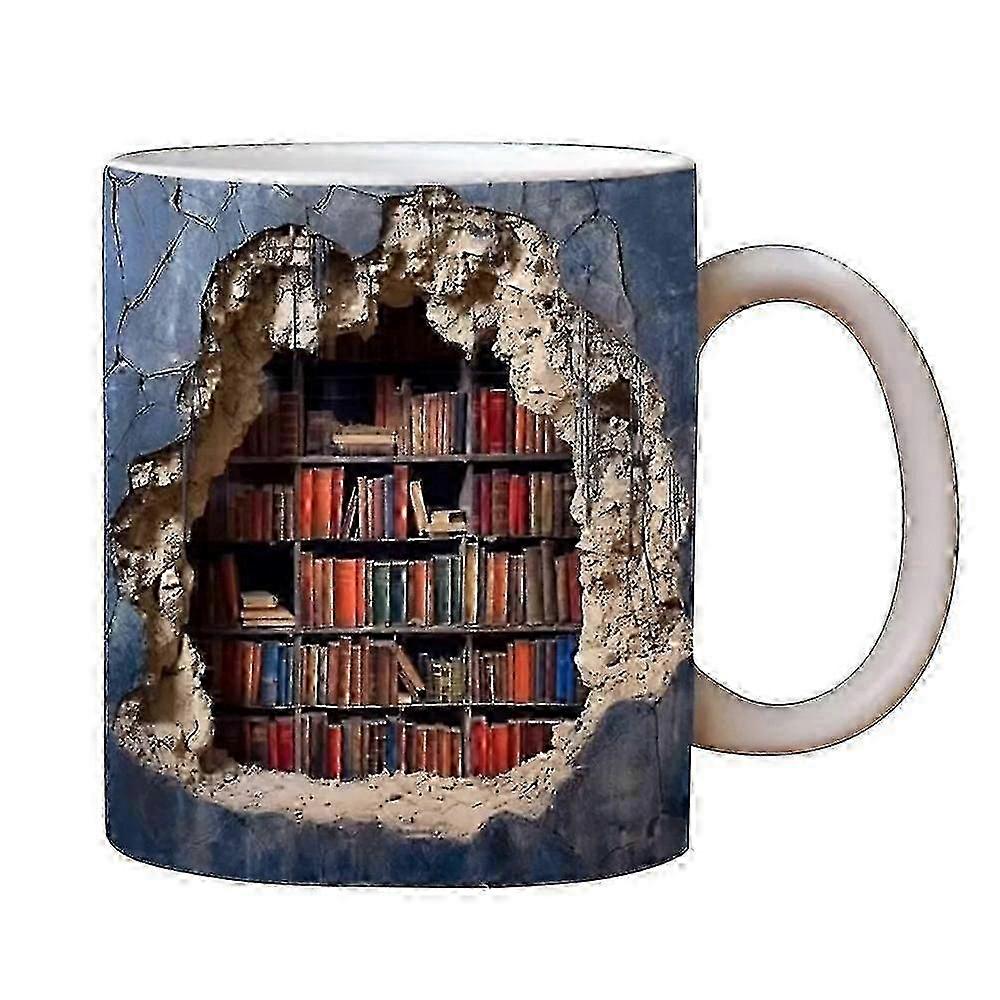 Vintage Bookshelf Ceramic Mug