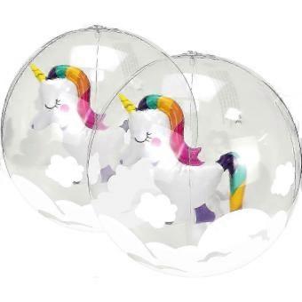 Summer Water Fun Games: 2-Piece 12-Inch Inflatable Unicorn Beach Balls for Pool, Beach & Outdoor Play