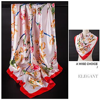 35 x 35 Women Square Silk Like Hair Scarf Head Sleeping Wrap Satin Headscarf, V