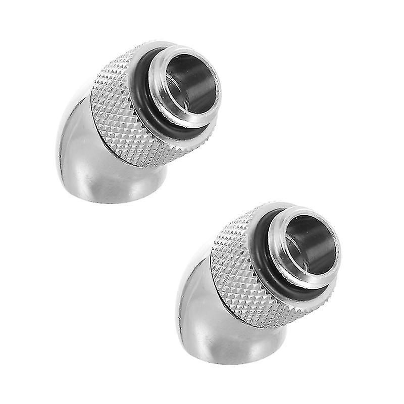 3.5X1.5x1.5cm Silver Pipe Connectors 2 Pcs Fitting For Water Cooling 45 Degree Rotary Extender Water