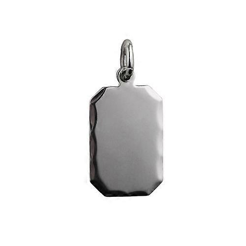 Silver 18x12mm diamond cut edge cut corner rectangular Disc